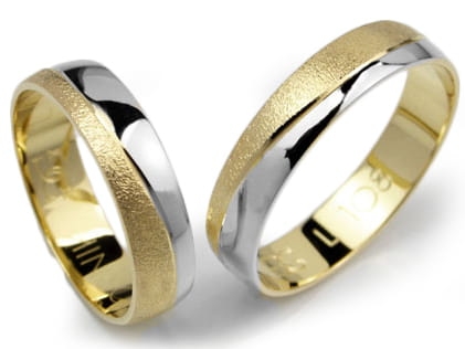 Obrączki ślubne z żółtego i rodowanego złota 333 półokrągłe 5mm Lovely  L108-333