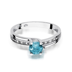 Pierścionek zaręczynowy z białego złota z topazem i diamentami 0,03ct Fire Of Love