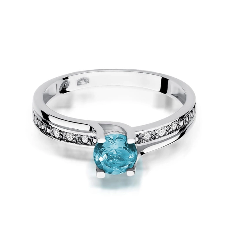 Pierścionek zaręczynowy z białego złota z topazem i diamentami 0,03ct Fire Of Love