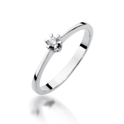Pierścionek zaręczynowy z białego złota z brylantem 0,04ct Fire Of Love
