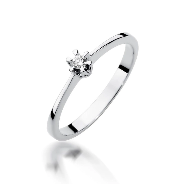 Pierścionek zaręczynowy z białego złota z brylantem 0,04ct Fire Of Love