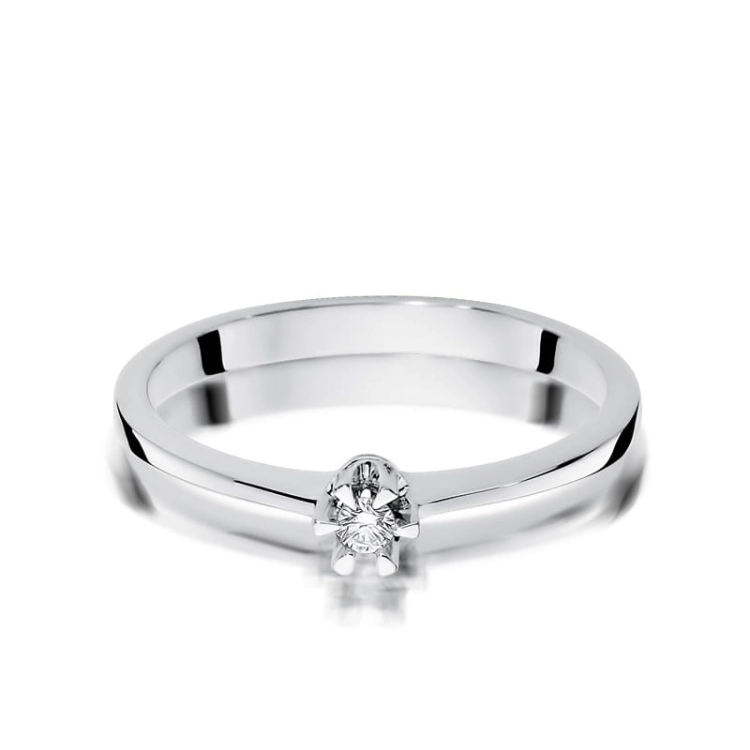 Pierścionek zaręczynowy z białego złota z brylantem 0,04ct Fire Of Love