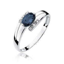 Pierścionek zaręczynowy z białego złota z szafirem i diamentami 0,05ct Fire Of Love