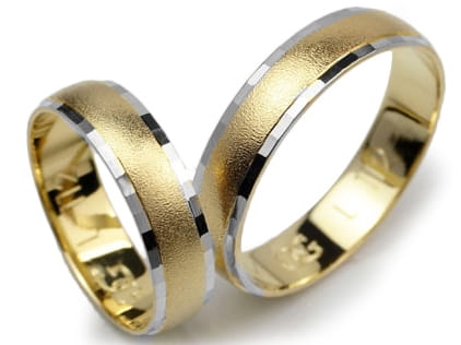 Obrączki ślubne z żółtego i rodowanego złota 333 półokrągłe 5mm Lovely L112-333