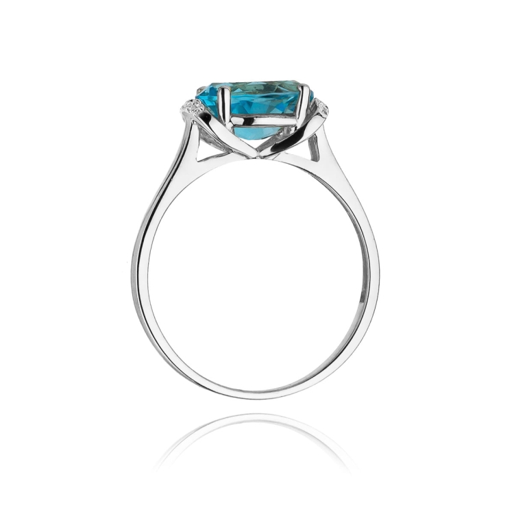 Pierścionek zaręczynowy z białego złota z topazem i brylantami 0,04ct Fire Of Love