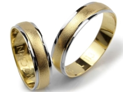 Obrączki ślubne z żółtego i rodowanego złota 333 półokrągłe 5mm Lovely L113-333