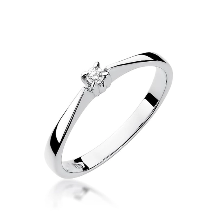 Pierścionek zaręczynowy z białego złota z diamentem 0,03ct Fire Of Love