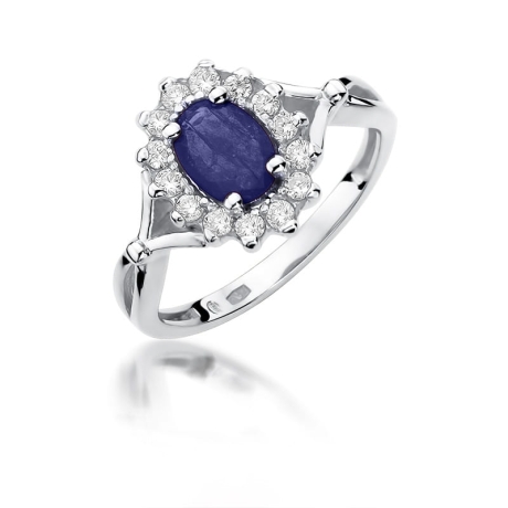Przejdź do produktu Pierścionek zaręczynowy z białego złota z szafirem i diamentami 0,28ct Fire Of Love