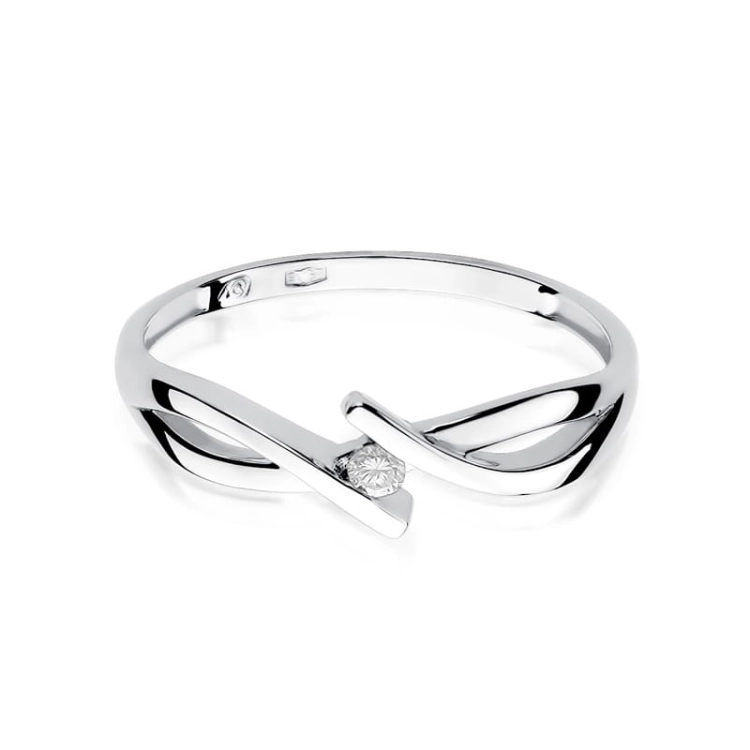 Pierścionek zaręczynowy z białego złota z diamentem 0,04ct Fire Of Love