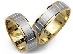 Obrączki ślubne z żółtego i rodowanego złota 333 płaskie 6mm Lovely  L127-333