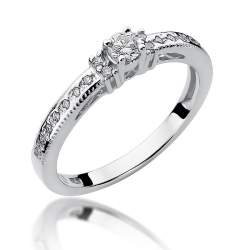Pierścionek zaręczynowy z białego złota z brylantami 0,24ct Fire Of Love