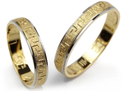 Obrączki ślubne z żółtego i rodowanego złota 333 płaskie 4mm Lovely  L128-333