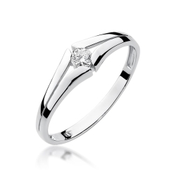 Pierścionek zaręczynowy z białego złota z diamentem 0,10ct Fire Of Love