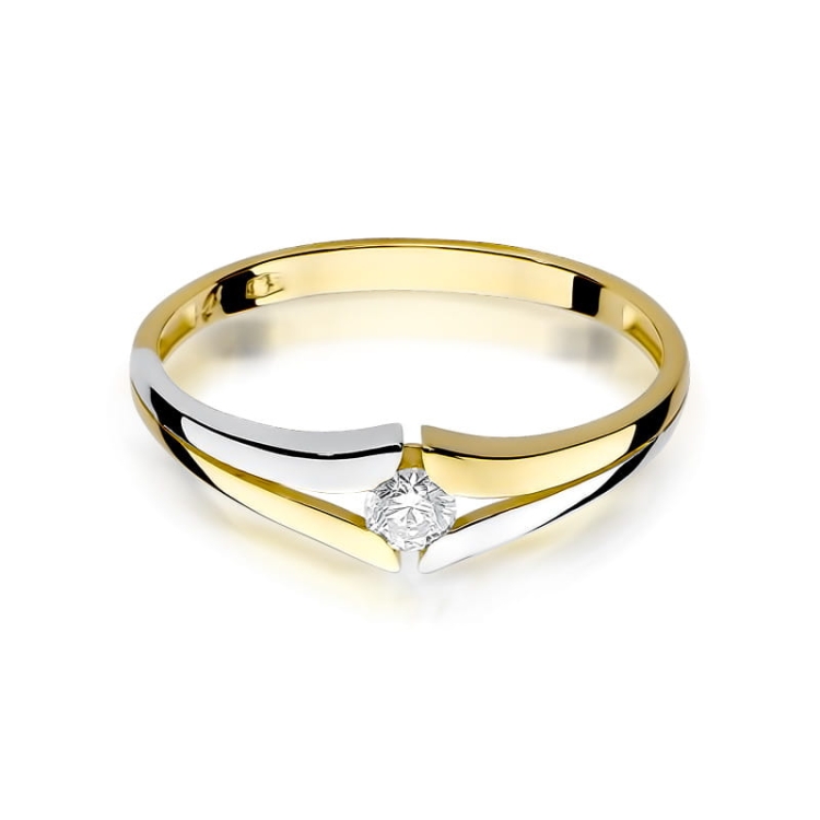 Pierścionek zaręczynowy z żółtego złota z diamentem 0,08ct Fire Of Love