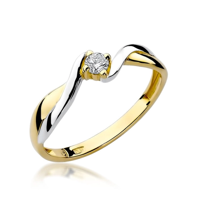 Pierścionek zaręczynowy z żółtego złota z diamentem 0,08ct Fire Of Love