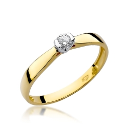 Pierścionek zaręczynowy z żółtego złota z diamentem 0,08ct Fire Of Love