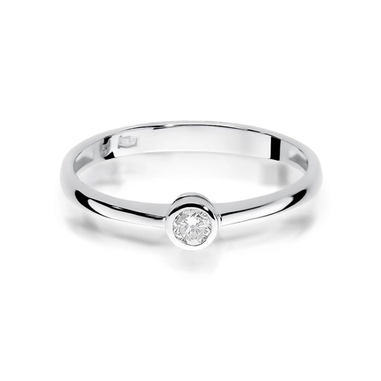 Pierścionek zaręczynowy z białego złota z diamentem 0,10ct Fire Of Love
