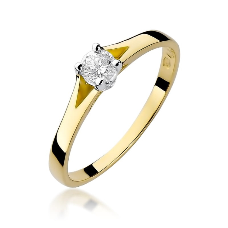 Pierścionek zaręczynowy z żółtego złota z diamentem 0,20ct Fire Of Love