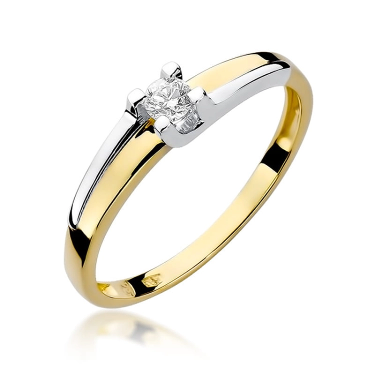 Pierścionek zaręczynowy z żółtego złota z diamentem 0,12ct Fire Of Love