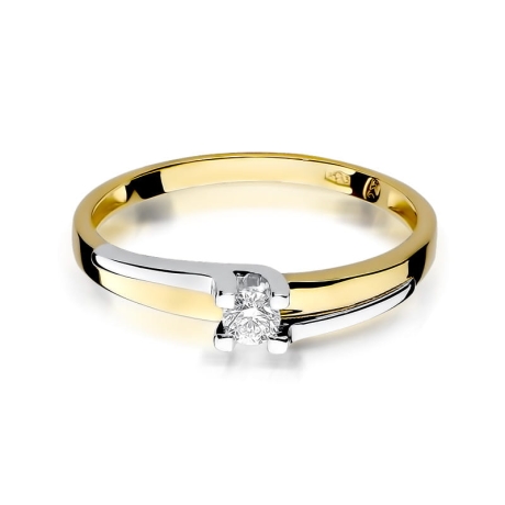 Przejdź do produktu Pierścionek zaręczynowy z żółtego złota z diamentem 0,12ct Fire Of Love 