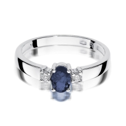 Pierścionek zaręczynowy z białego złota z szafirem i diamentami 0,08ct Fire Of Love