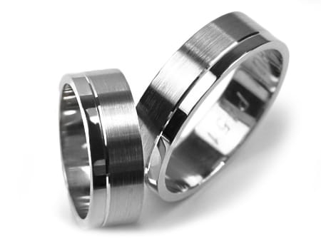 Obrączki ślubne z białego złota płaskie 6mm Premium P-451-b