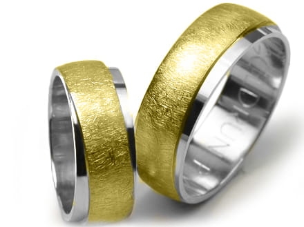 Obrączki ślubne dwukolorowe półokrągłe 7mm Premium  P-452-k