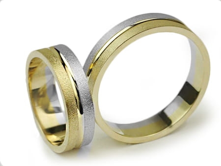Dwukolorowe obrączki ślubne płaskie 5mm Infinity I023-k