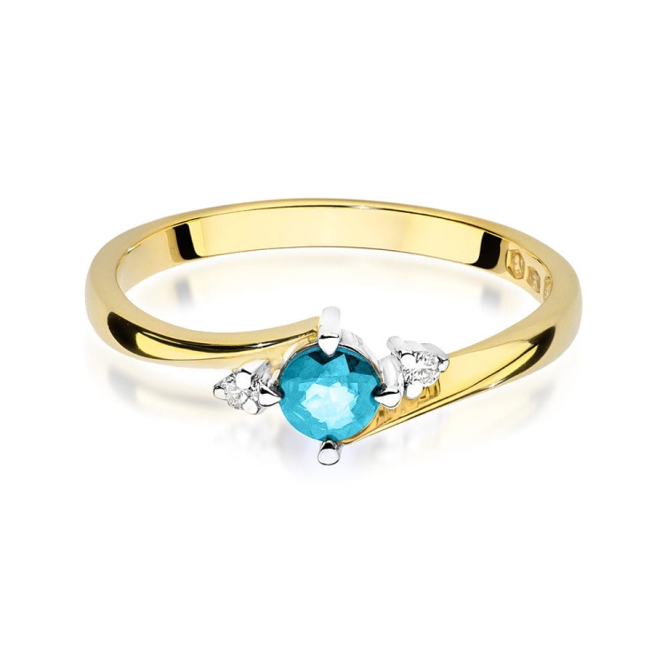 Pierścionek zaręczynowy z żółtego złota z topazem i diamentami 0,03ct Fire Of Love