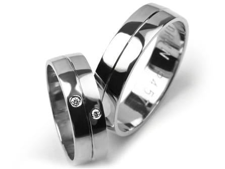 Obrączki ślubne z białego złota półokrągłe z cyrkoniami 6mm Premium P-457-b