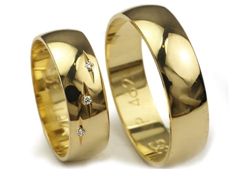 Obrączki ślubne z żółtego złota półokrągłe z cyrkoniami 6mm Premium P-462