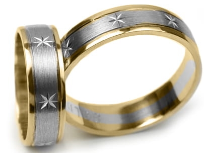 Obrączki ślubne dwukolorowe półokrągłe 6mm Premium P-471-k