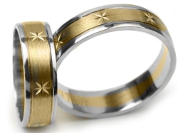 Obrączki ślubne dwukolorowe półokrągłe 6mm Premium P-471-k