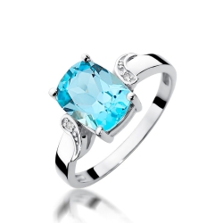 Pierścionek zaręczynowy z białego złota z topazem i diamentami 0,01ct Fire Of Love