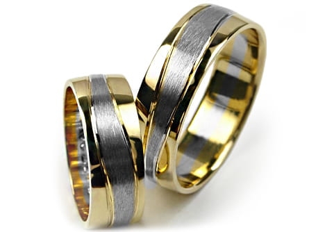 Przejdź do produktu Obrączki ślubne dwukolorowe półokrągłe 7mm Premium