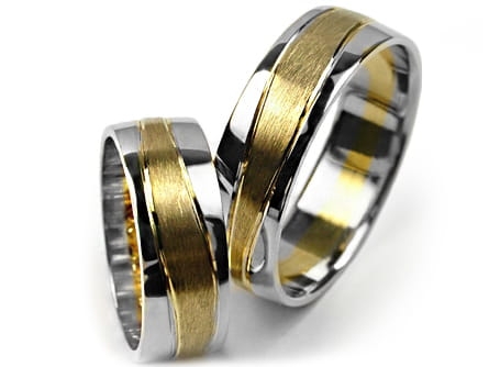Obrączki ślubne dwukolorowe półokrągłe 7mm Premium P-475-k