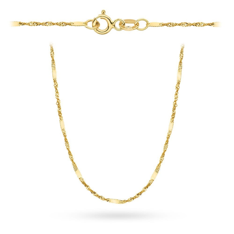 Łańcuszek złoty - singapur z blaszką - 45cm - 1,0mm (waga: 1,34g)
