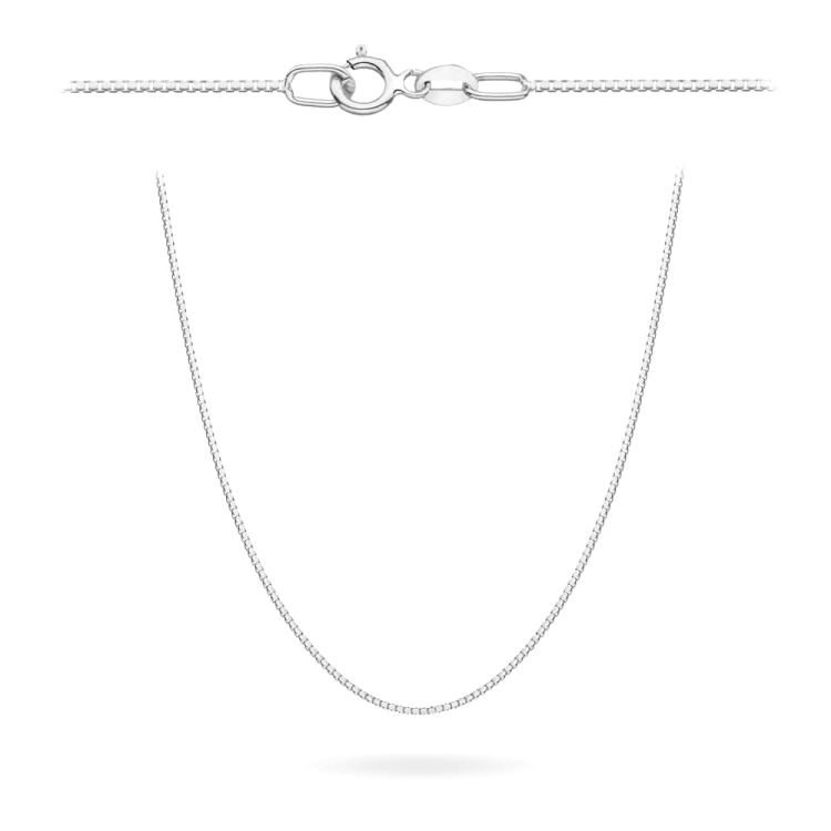 Łańcuszek białe złoto - kostka - 50cm - 0,5mm (waga: 1,15g)