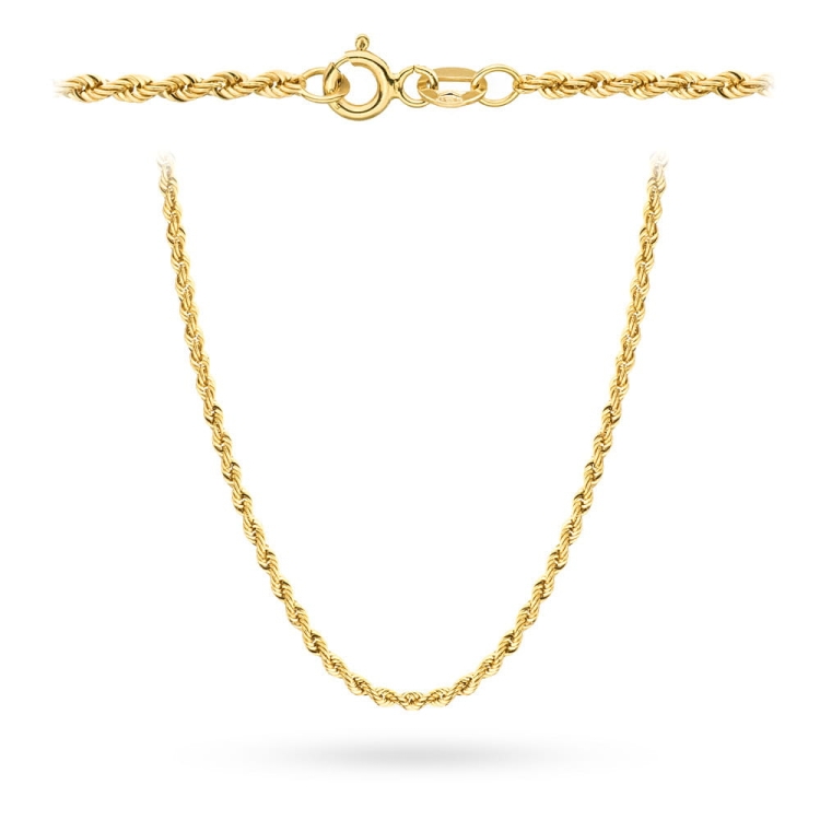 Łańcuszek złoty - korda - 50cm - 2,0mm (waga: 2,59g)