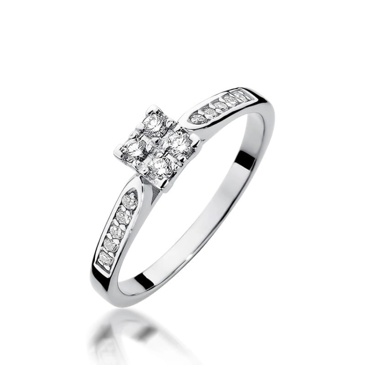 Pierścionek zaręczynowy z białego złota z diamentami 0,16ct Fire Of Love