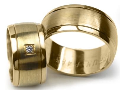 Obrączki ślubne z żółtego złota półokrągłe z cyrkonią 10mm Premium P-485