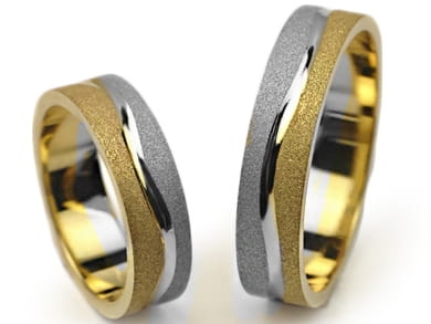 Obrączki ślubne dwukolorowe płaskie 6mm Premium P-492-k