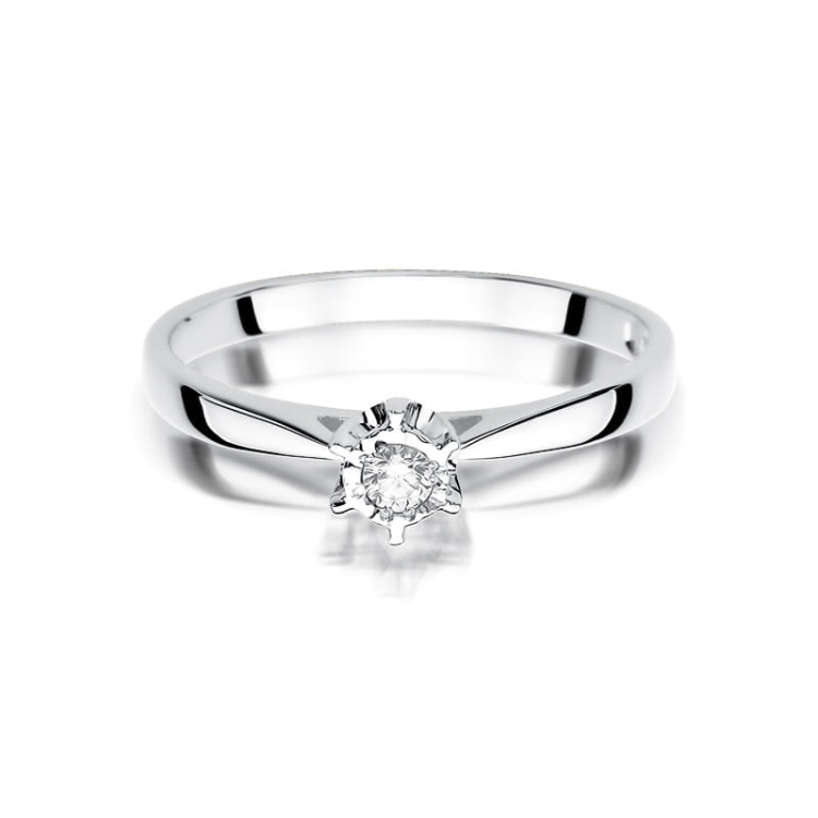 Pierścionek zaręczynowy z białego złota z diamentem 0,05ct Fire Of Love