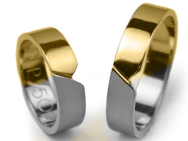 Przejdź do produktu Obrączki ślubne dwukolorowe płaskie 5mm Premium