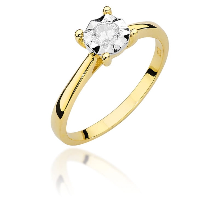 Pierścionek zaręczynowy z żółtego złota z brylantem 0,20ct Fire Of Love
