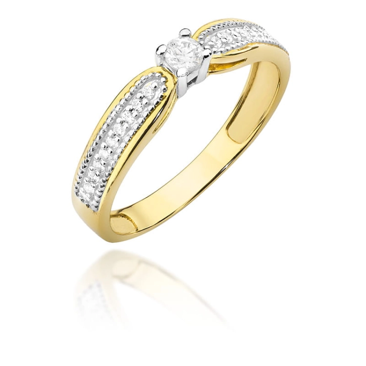 Pierścionek zaręczynowy z żółtego złota z diamentami 0,17ct Fire Of Love