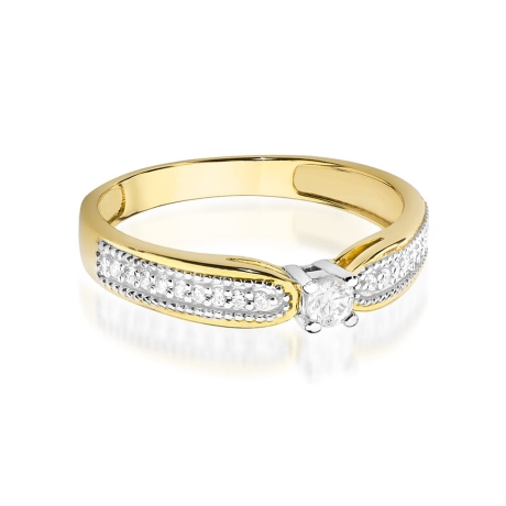 Przejdź do produktu Pierścionek zaręczynowy z żółtego złota z diamentami 0,17ct Fire Of Love