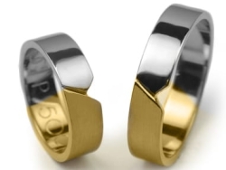 Obrączki ślubne dwukolorowe płaskie 5mm Premium P-500-k