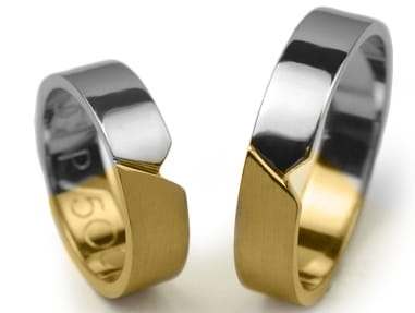 Obrączki ślubne dwukolorowe płaskie 5mm Premium P-500-k