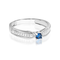 Pierścionek zaręczynowy z białego złota z szafirem i diamentami 0,09ct Fire Of Love